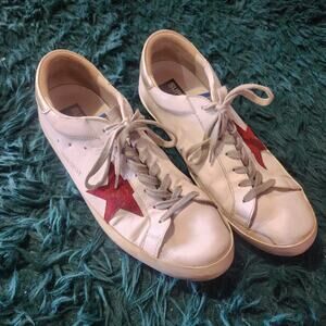 Golden Goose Superstar Sneakers White Burgandy Star Shoes Size 45 / US 11.5